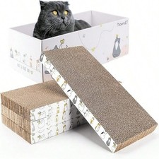New 4 Pack Cardboard Cat Scratch Pad with Box Indoor Cat Scratcher Free Shipping