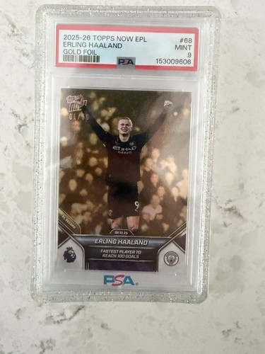2025 Topps Now EPL Erling Haaland Gold Foil /50 PSA (1/50)