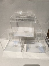 Tarantula / Invertebrate Acrylic Tank Set Of 3 Vivarium Terrarium Magnetic Hinge