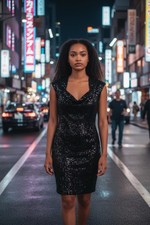 GUESS Cocktail Party  Black Sequin Dress Size 4 Dressy & Gorgeous Dress