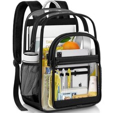 Clear Backpack for School, Heavy Duty PVC Transparent Bookbag for Girls and B...