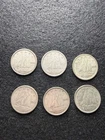 LOT OF 6 CANADA 10 CENTS SILVER (0.800) COINS -1939 1942, 1943, 1944, 1945, 1951