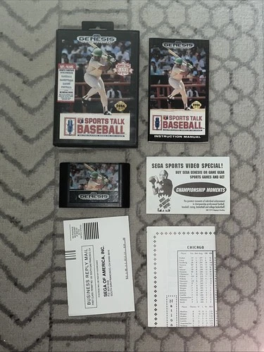 MLB Sports Talk Baseball Sega Genesis 1992 Complete in Box Vintage Game W/ Stats