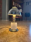 Vintage Modernist Paulding  Art Deco Chrome Milk Glass Desk Lamp 1930's 1940's