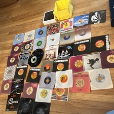 Vintage 45rpm Record Box Case 46 Vtg 45s Most W Sleeves J. Geils Journey More