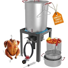 Outdoor Cooker Turkey Fryer and Fish Fryer Set Seafood Boil Steamer Crawfish