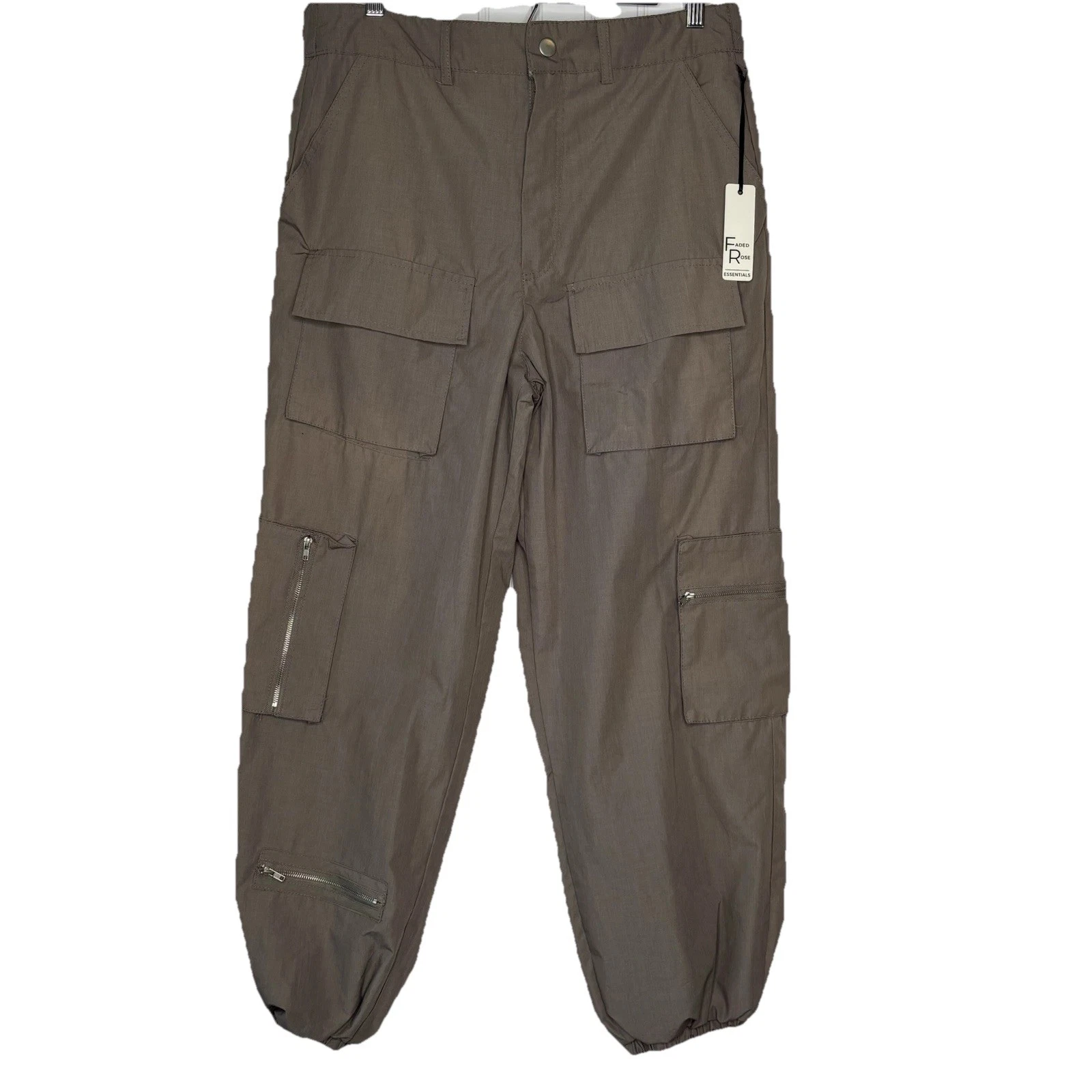 Faded Rose Essentials Jr LG Cargo Jogger Pants Tan Utility Gorpcore Casual NWT