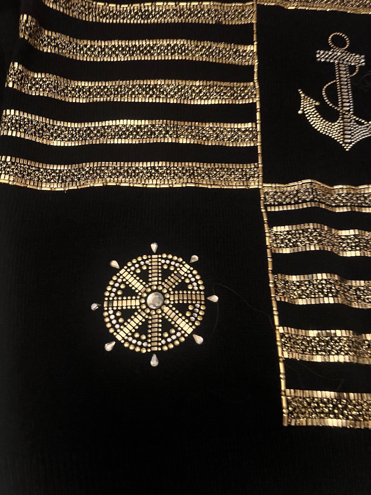 St. John Evening Marie Gray Nautical Embellished Knit Sweater Size 12 image 2