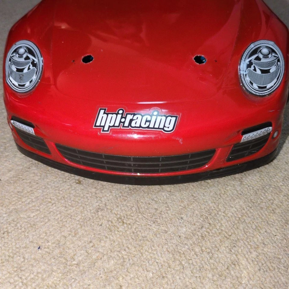 Carrozzeria auto HPI Racing Porsche 911 Turbo 1/10 RC usata rossa con ala: JPN - Immagine 2 di 4