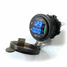 HOT LED ATV Motorcycle USB Fast Charger Amp Volt Meter Voltage Waterproof 12/24V