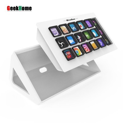 MiraBox MBOX 293S Stream Deck Visual Keyboard (White) w/ 15 LCD Keys & Window