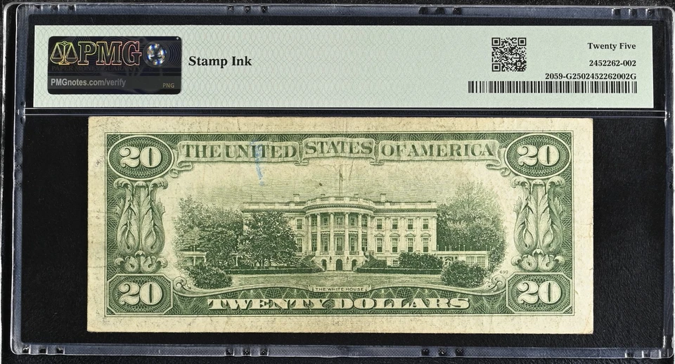 1950 $20 FRN Chicago PMG 25 GA Block Clark/Snyder Fr#2059-G - Image 2 of 2