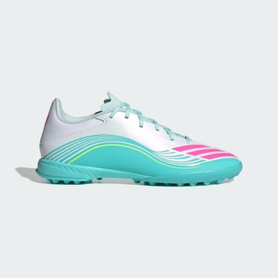 adidas F50 Messi League TF Mens Turf Soccer Shoes White Flash Aqua JQ0937