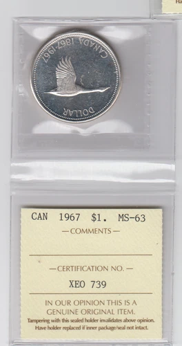 1967 Silver Dollar ICCS MS 63.    Item #3253