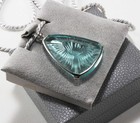 LALIQUE ICE LIGHT GREEN CRYSTAL 925 STERLING SILVER NECKLACE PENDNAT