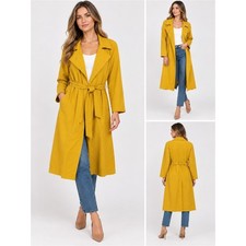 Love Tree Mustard Yellow Tie Waist Trench Duster Jacket Size Large
