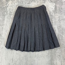 Vintage Pendleton Pleated A-Line Wool Skirt Women's Size 14P Gray Virgin Wool