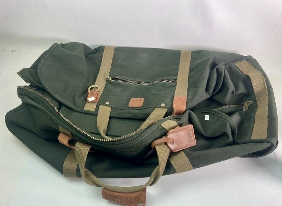 Vintage Canvas Rolling Duffle Bag (30”), Green & Plaid Weekender Tote- Lot Of 2  - Image 2 of 4
