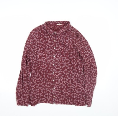White Stuff Damen rot Blumenmuster Baumwolle Knopfleiste Tunika Shirt Größe 12