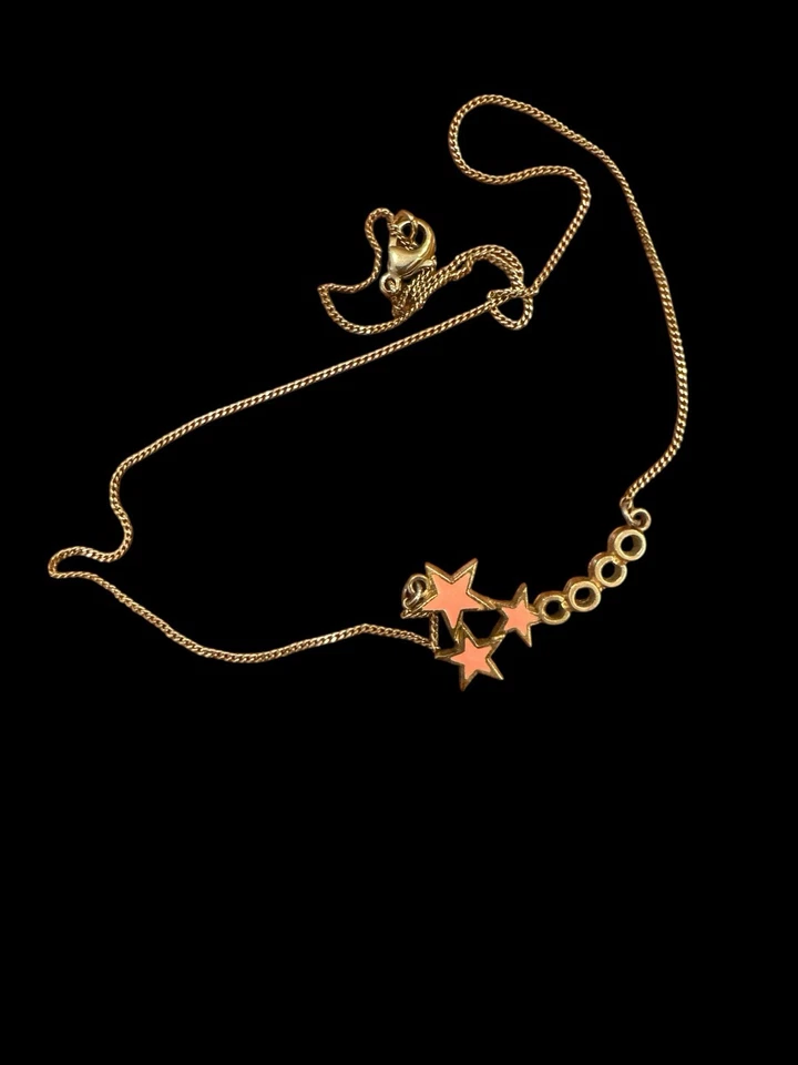 Chanel 01 P Collar Estrella Esmalte Rosa Tono Dorado Hecho en Francia Foto 4 de 4