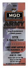 Styx & Dishwalla 6/22/02 Ft Huachuca, AZ Libby Army Airfield Rare Ticket Stub!