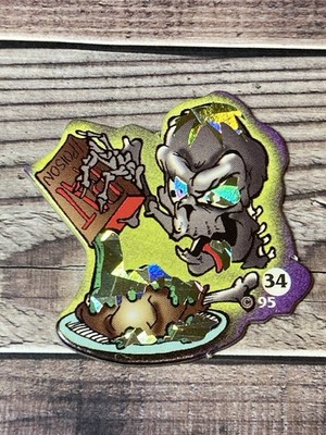 Die-cut Eating Rat Poison Pog Milk Cap #34 Vintage 1995 Holo
