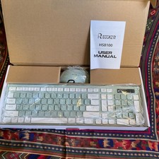 Pro Wireless Keyboard and Mouse Combo - RECCAZR - Green White - NEW