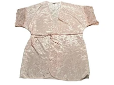 VTG Intimate Moments Robe Pink Waist Tie Short Silky Womens One Size Fits All