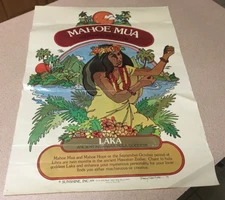 VTG 1974 MAHOE MUA LAKA ANCIENT HAWAIIAN HULA GODDESS POSTER OLD HAWAII