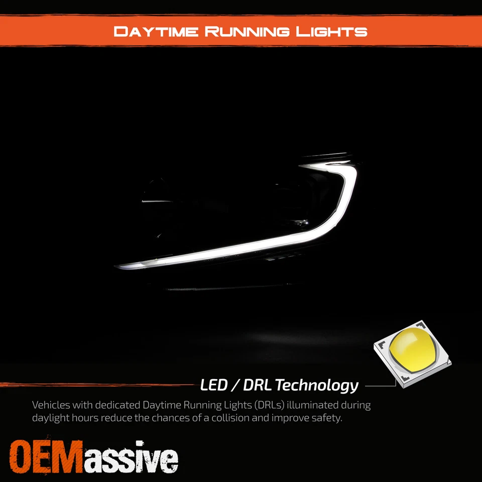 2009-2014 Acura TSX LED DRL Tube Projector Black Headlights Headlamps Left+Right — 第 4/4 张图片