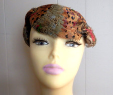 Vintage Feathered Hat for Women By Jille' Autumn-Fall Beauty