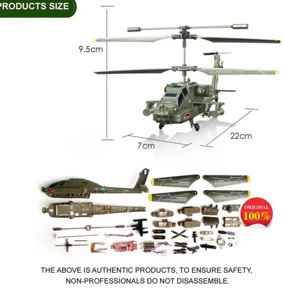 Syma S109G 3.5 Channel RC Helicopter with LED Remote Control Chopper Military - Image 4 of 4
