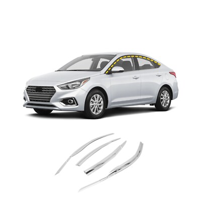 Rain Guards for Hyundai Accent Sedan 2018-2022,10PCs Chrome Finish Tape-On Style
