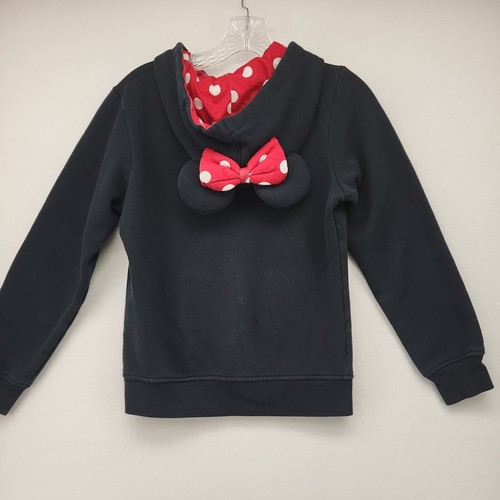 DISNEY PARKS GIRLS SWEATSHIRT BLACK MEDIUM M MINNIE MOUSE HOODIE AUTHENTIC TOP - Picture 9 of 11