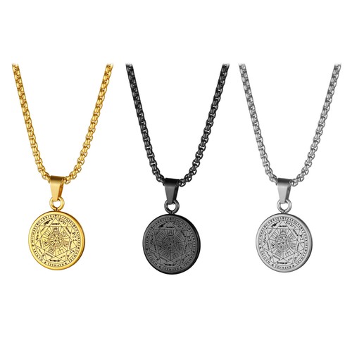 Men's The Seal of The Seven Archangels Amulet Pendant Necklace Stainless Steel - Picture 16 of 16
