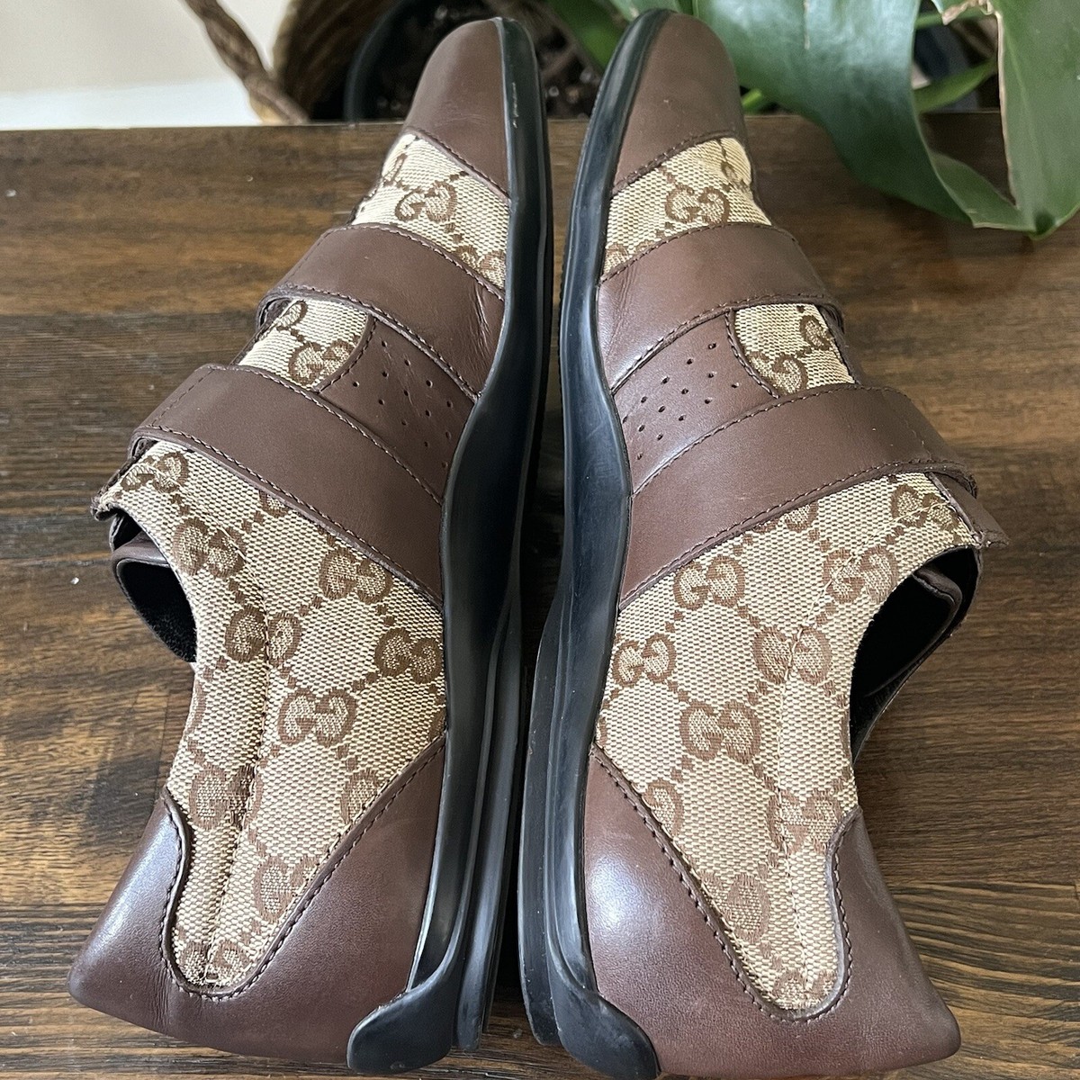 GUCCI Double Vel-cro Guccissima Coated Canvas And Leather Sneakers 