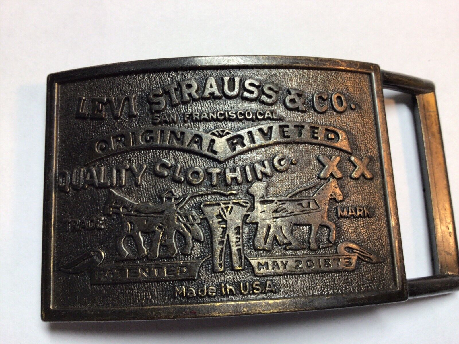 Vintage Levi Strauss & Co Blue Jeans Brass Belt B… - image 2