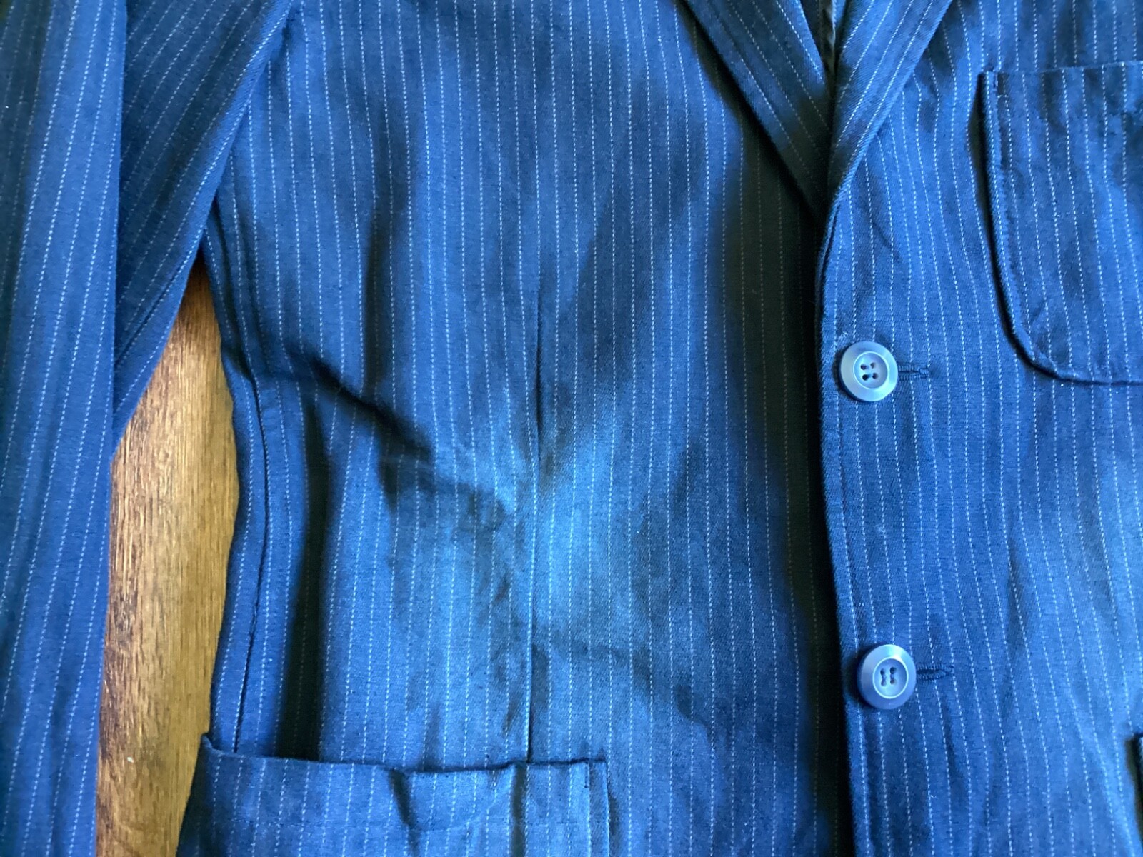Extra Small Navy Striped Washed Blazer - Top Shop - Denim Feel image 3