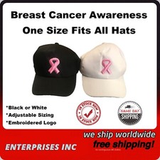 Pink Ribbon Breast Cancer Awareness Caps Hats One Size Fits All Free Shipping