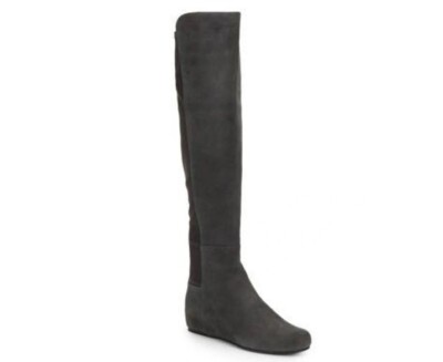 New Stuart Weitzman Lander Over-the-knee Wedge Boots In Slate Size 8.5