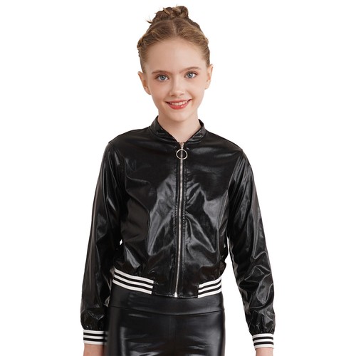 Kids Jazz Hip Hop Dance Costumes Boys Girls Shiny Metallic Jacket and Sweatpants - Picture 102 of 136