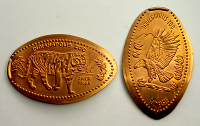 INDIANAPOLIS ZOO Pressed Penny Lot ~ Machine 2 / BALD EAGLE / Amur Tiger
