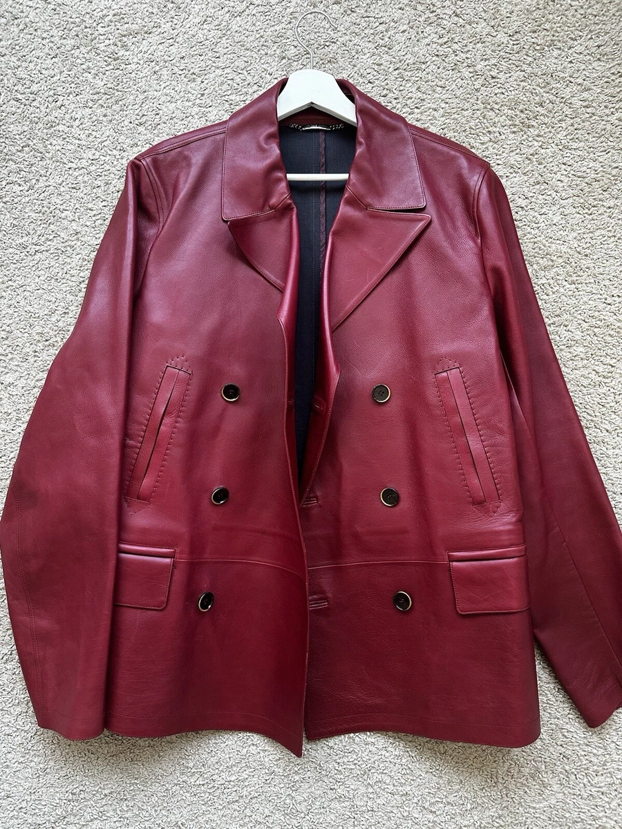 Dolce&Gabbana Leather Outer Shell Red Coats, Jackets & Vests for