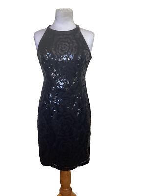 calvin klein black sequin cocktail dress NWT Calvin Klein Sheath Black Sequin Racerback Cocktail Dress Size 16
