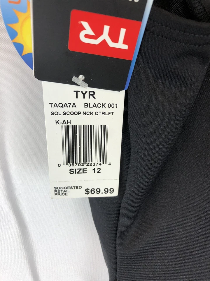 TYR Women’s Scoop Neck Black One Piece Swimsuit Size 12 Controlfit - Image 4 of 4