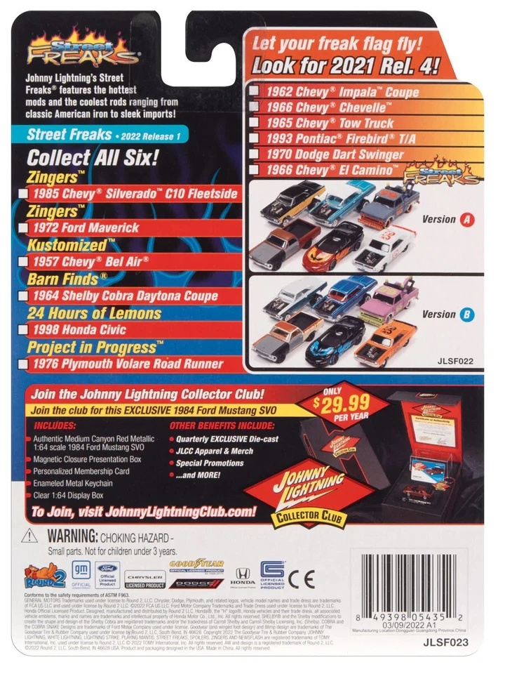 Johnny Lightning Street Freaks Zingers 1985 Chevy Silverado C10 1:64 Diecast Car - Image 2 of 3