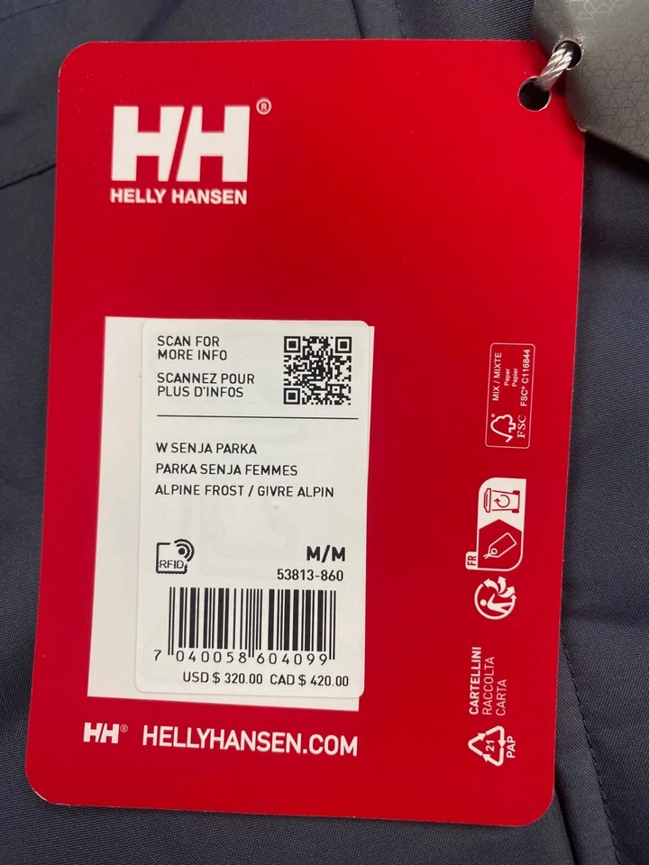 Women's Helly Hansen Insulated Senja Parka ALPINE FROST $340, Size: M - Image 2 of 4