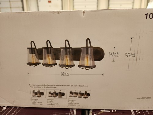 Home Decorators Collection Georgina 4 Light Weathered Iron Vanity Light - Picture 3 of 4