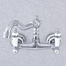 Wall Mount Polished Chrome Brass Bathroom Sink Faucet Kitchen Mixer Tap fsf768