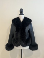 Charlotte Simone Vivienne Black Faux Leather Jacket Size Medium
